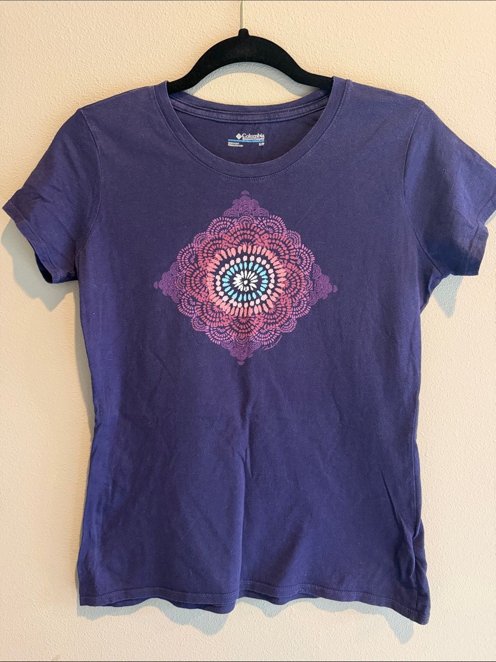 Columbia Purple Short-Sleeve Tee with Multicolor Mandala